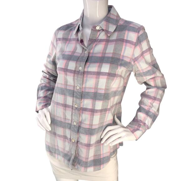 Tommy Bahama Womens Size S Shirt Button Front Top Reverse Weave Flannel Plaid - Picture 1 of 16